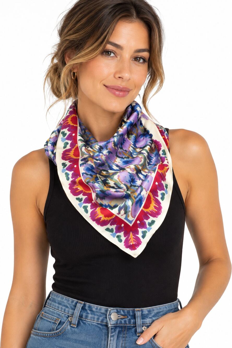 Zara Square Floral Scarf – 27” x 27”